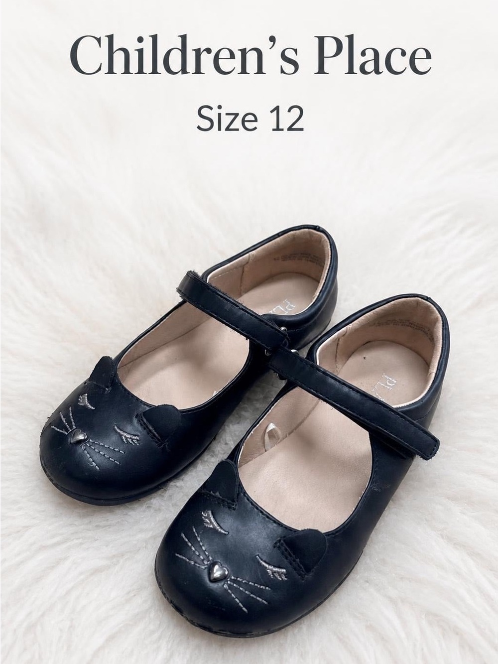 Children’s Place Black Cat Mary Jane Shoes Size 12 Girls Dress Flats